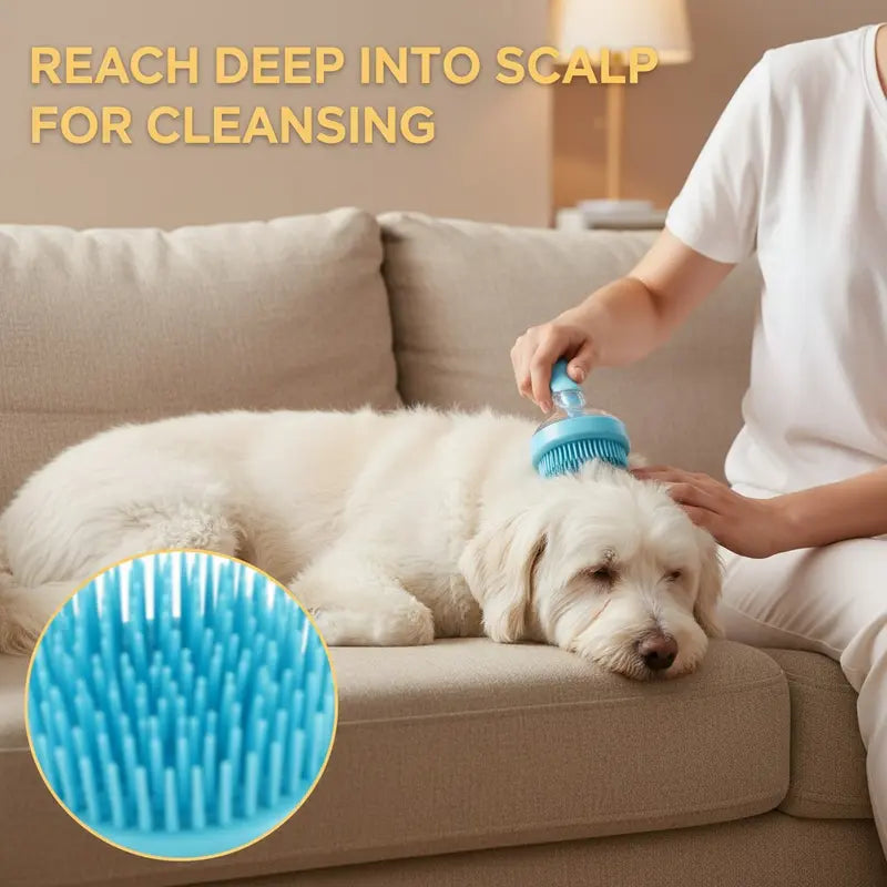 2026 New Universal 2-In-1 Pet Bathing Deshedding Brush - Ergonomic Handle, Plastic Body, Built-In Shampoo Dispensing, 8In×3In×4In Massage Aid, Reduces Shedding, Boosts Blood Circulation for Dogs (Home Supplies)